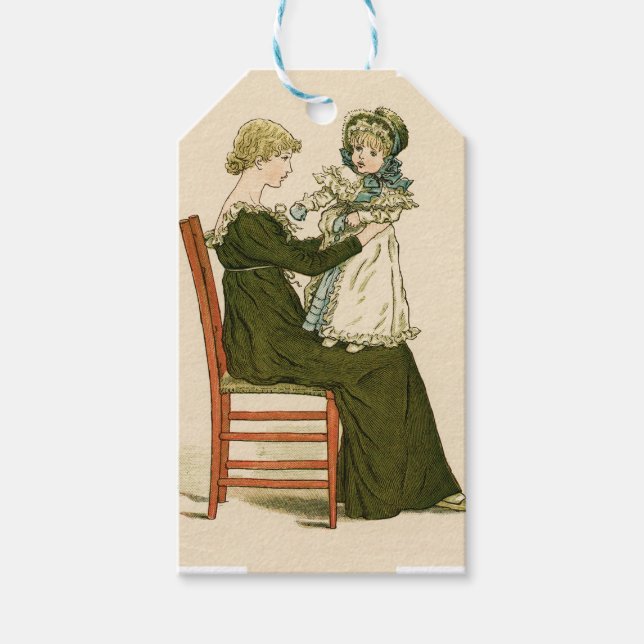 Victoriansk Baby Greenaway Mor Presentetikett (Framsidan)