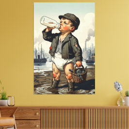 Victoriansk Baby inramad konst Rolig Mudlark-tema Canvastryck