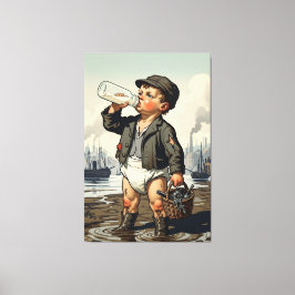 Victoriansk Baby inramad konst Rolig Mudlark-tema Canvastryck