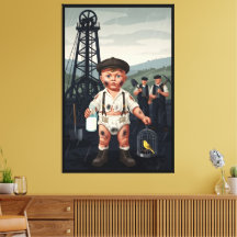 Victoriansk Babyplakat - Roligt kolgruvearbetar-te
