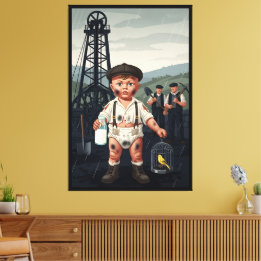 Victoriansk Babyplakat - Roligt kolgruvearbetar-te Canvastryck