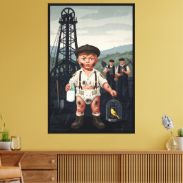 Victoriansk Babyplakat - Roligt kolgruvearbetar-te Canvastryck