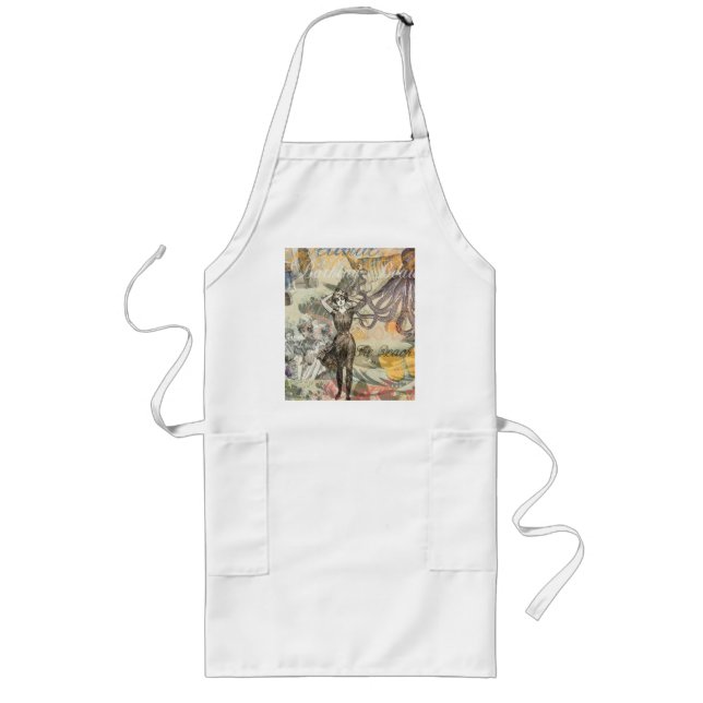 Victoriansk badskönhet Kraken Vintage Surrealism Långt Förkläde (Framsidan)