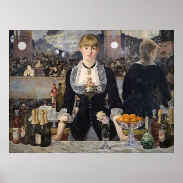 Victoriansk barflicka på Folies Bergere i Frankrik Poster (Framsidan)