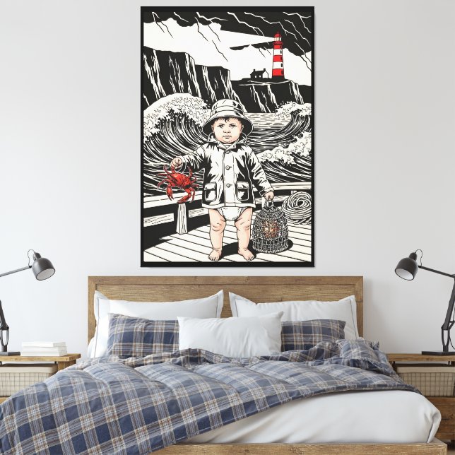Victoriansk Bebis - Rollig Bebis Sjö Fiskare Canvastryck (Insitu (sovrum))