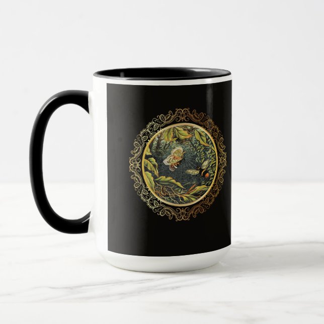 Victoriansk Bina och Fjäril i Spindelnät Mugg (Vänster)
