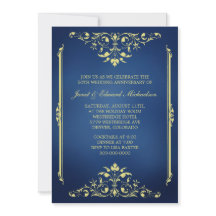 Victoriansk blå och guld jubileumsinbjudan