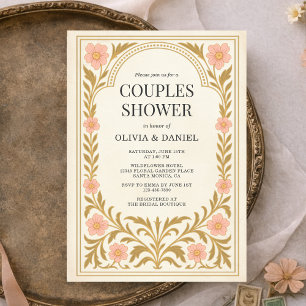 Victoriansk blomkonst Nouveau-par Shower Inbjudningar