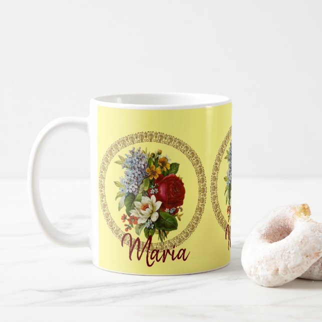 Victoriansk blomkruka kaffemugg (Med munk)
