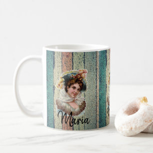 Victoriansk blommig randig mugg