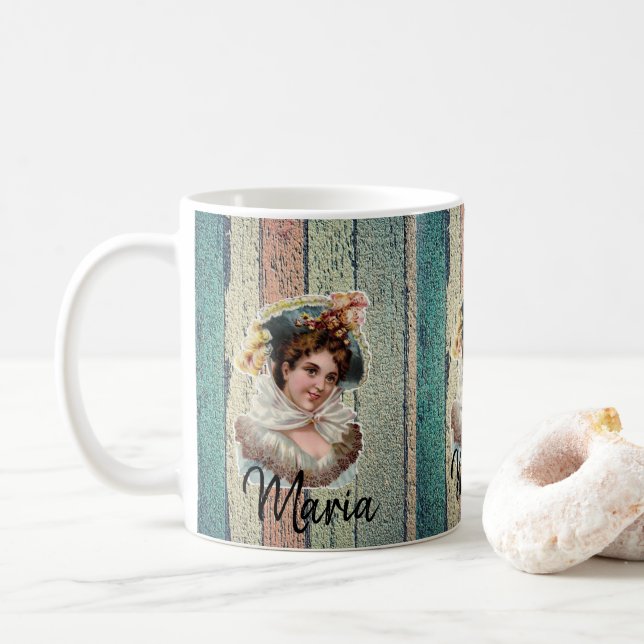 Victoriansk blommig randig mugg (Med munk)
