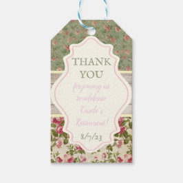 Victoriansk blomster, shabby chic, festgåva presentetikett