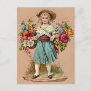 Victoriansk blomsterflicka vykort