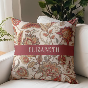 Victoriansk blomsterglans med monogramnamn beige r kudde