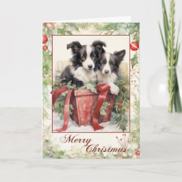Victoriansk Border Collie Valp Jul Helgkort