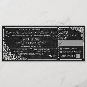 Victoriansk bröllopsbiljett inbjudan med RSVP