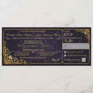 Victoriansk bröllopsbiljett inbjudan med RSVP