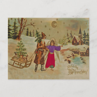 Victoriansk Christkind Ängel Fröhliche Weihnachten Vykort