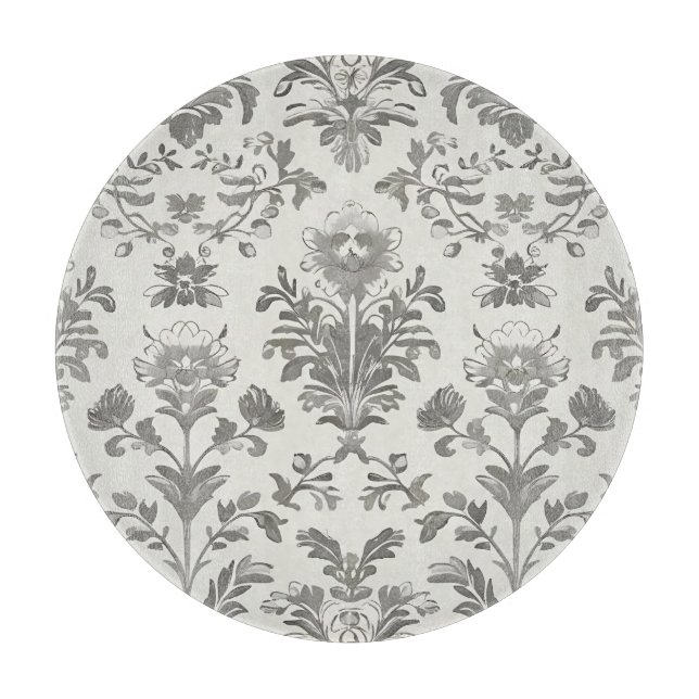 Victoriansk Damask Blommig Vit Antik (Framsidan)