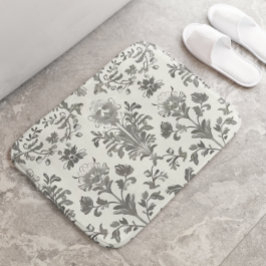 Victoriansk Damask Blommig Vit Vintage Badrumsmatta