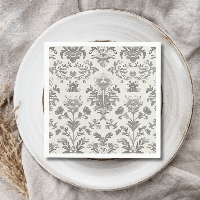 Victoriansk Damask Blommig Vit Vintage Bröllop Pappersservett (Skapare uppladdad)