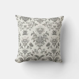 Victoriansk Damask Blommig Vit Vintage Kudde