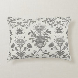 Victoriansk Damask Blommig Vit Vintage Prydnadskudde