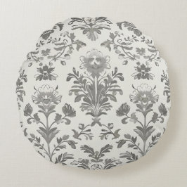 Victoriansk Damask Blommig Vit Vintage Rund Kudde