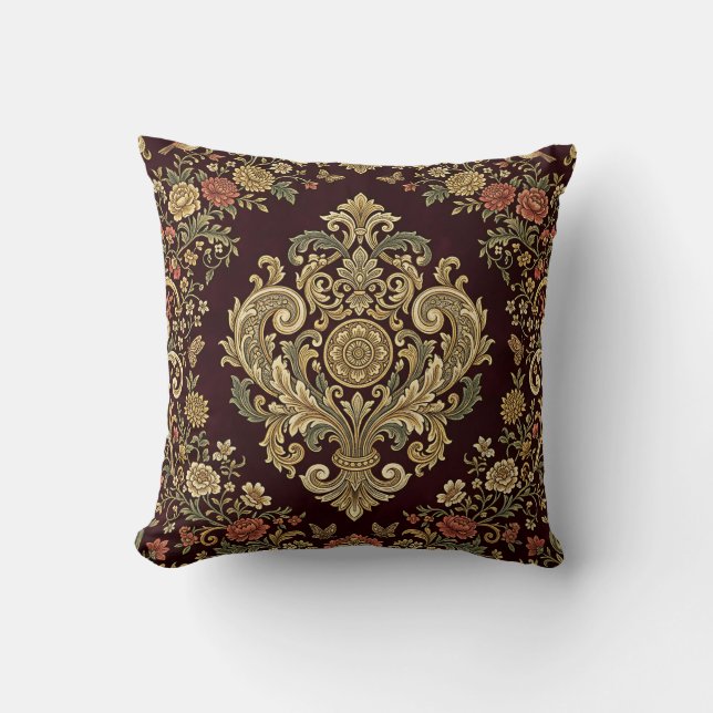 Victoriansk Damask Kuddöverkast Kudde (Framsida)
