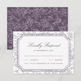 Victoriansk dammig lila blomstergrafik bröllop OSA kort