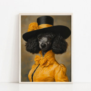 Victoriansk djurporträtt, Poodle Vintage Print, Poster
