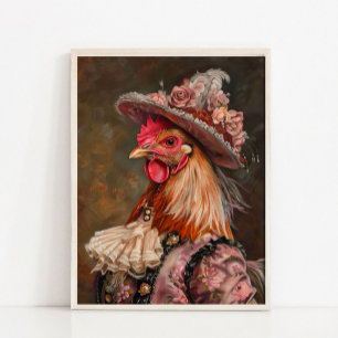 Victoriansk djurporträtt, Royal Lady Chicken Vint Poster