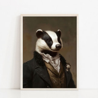 Victoriansk djurtryck, Royal Badger Vintage Porträ Poster