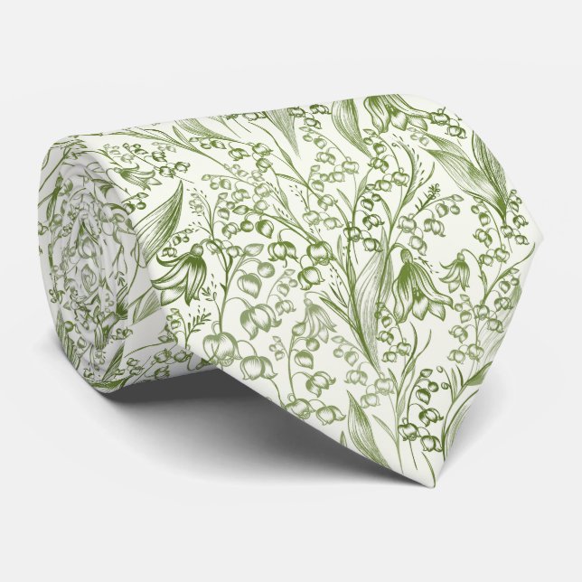 Victoriansk elegant liljekonvalj-mönster  slips (Rullad)