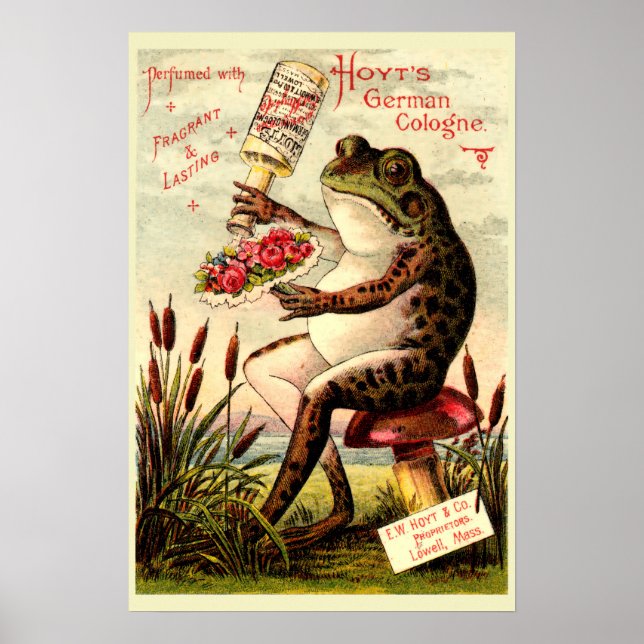 Victoriansk Era Groda på Svamp Parfym Annons Poster (Framsidan)