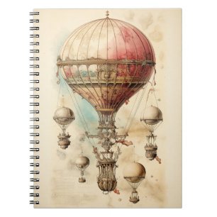 Victoriansk fantasi luftskepp - Rosa, Beige & Sepi Anteckningsbok