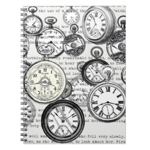 Victoriansk Fickur Collage Alice Underland Anteckningsbok