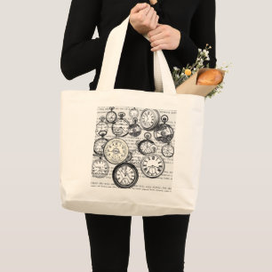 Victoriansk Fickur Collage Alice Underland Jumbo Tygkasse