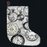 Victoriansk Fickur Collage Alice Underland Liten Julstrumpa<br><div class="desc">Skynda, skynda, var inte sen till denna förtrollande viktorianska fickur-kollage, inspirerad av den fantasifulla världen i Alice i Underlandet! Denna intrikata design presenterar en fängslande samling illustrationer av antika fickur, vackert skiktade över klassiska textutdrag direkt från Lewis Carrolls älskade bok. Den frammanar den vita kaninens jäktade tempo och tidens säregna...</div>
