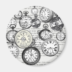 Victoriansk Fickur Collage Alice Underland Magnet