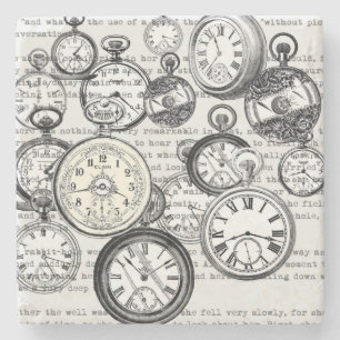 Victoriansk Fickur Collage Alice Underland Stenunderlägg