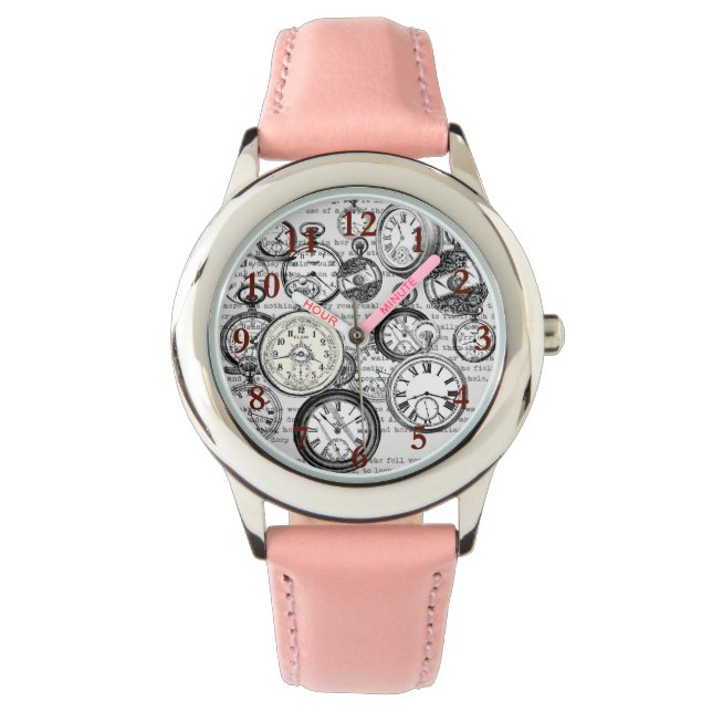 Victoriansk Fickur-Kollage Alice Underland Armbandsur (Framsida)