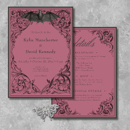 Victoriansk Fladdermus Tills döden Svart & Vin Två Inbjudningar