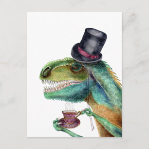 Victoriansk gentleman Tyrannosaurus Rex Vykort