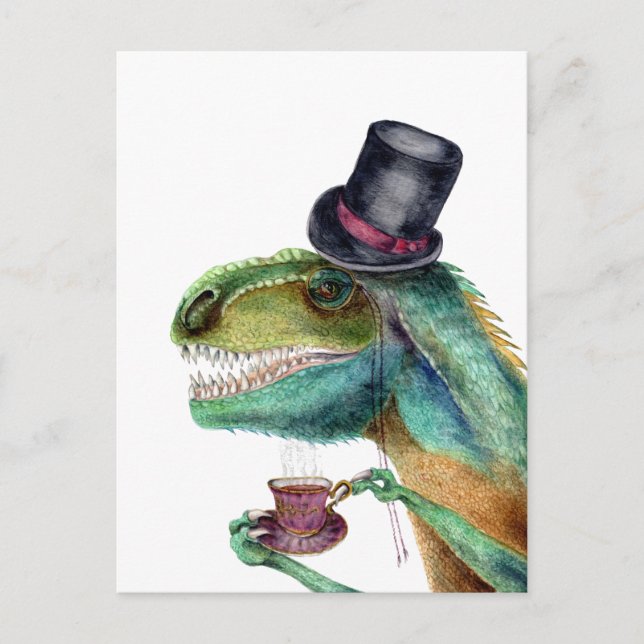 Victoriansk gentleman Tyrannosaurus Rex Vykort (Framsida)
