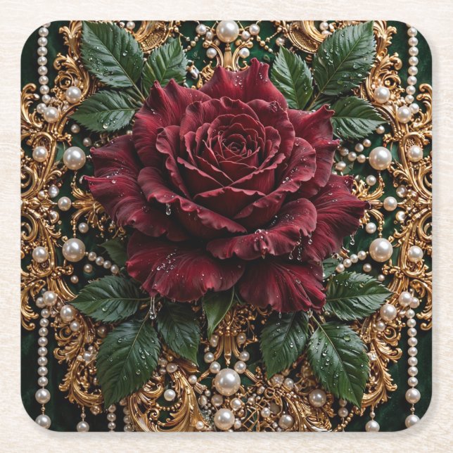Victoriansk gotisk blomster underlägg papper kvadrat (Framsidan)
