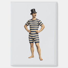 Victoriansk herrsimmare randig badanzug magnet