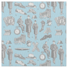 victoriansk herrstil antika herrkläder toile blå tyg