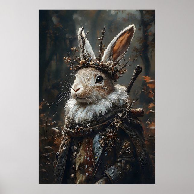 Victoriansk Jackalope tryck, Mörk Akademi Kanin Poster (Framsidan)