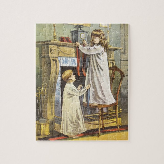 Victoriansk jul, barns julstrumpor pussel (Vertikal)